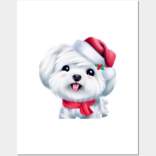 Cute Maltese Dog Drawing Posters and Art